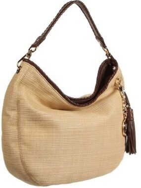 Michael Kors Bennett gold and brown straw shoulder bag